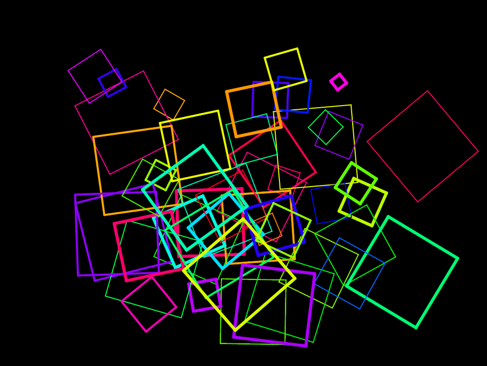 random colored squares on black background